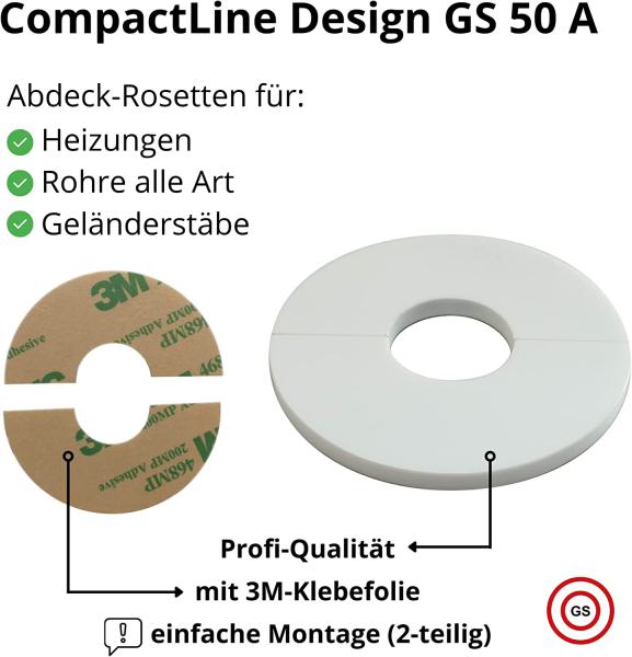 4 Stk Einzelrosetten aus Acryl CompactLine-Design GS 50 A weiß